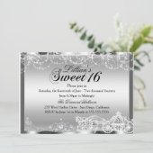 シルバー スパークル プリンセス テーマ Sweet 16 招待状 (スタンド正面)