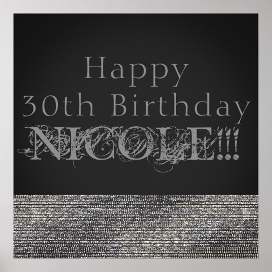 シルバー スパークル モダン グラム シーケンス パーティー バナー ポスター (正面)