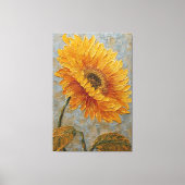 シルバー スワールのゴールデン ヒマワリ 抽象画 ウォールアート (正面)