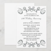 シルバー スワールズ 25周年 結婚記念日 招待状 (正面/裏面)