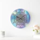 シルバー スワール ホログラフィック 50周年 結婚記念日 ラージ壁時計 (ホーム)