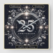 シルバー・セレブレーション：25周年 スクエア壁時計 (正面)