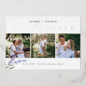 シルバー・セーブ・ザ・デート フォト コラージュ 箔招待状 (正面)