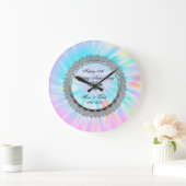 シルバー タイダイ ダイヤモンド 25周年結婚記念日 ラージ壁時計 (ホーム)