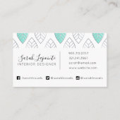 シルバー&ターコイズシック&リーフモダンパターン 名刺 (裏面)