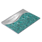 シルバー ターコイズ フェイク トゥールド レザー コウガール ノートブック (左側)