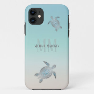シルバー タートル 名前のイニシャル iPhone 11 ケース