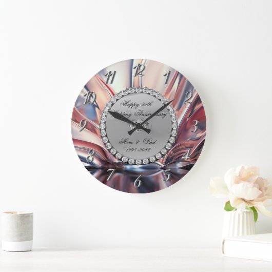 シルバー ダイヤモンド オンブレ 25周年 結婚記念日 ラージ壁時計 (ホーム)