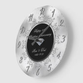 シルバー ダイヤモンド スワールズ 結婚50周年 ラージ壁時計 (傾斜)