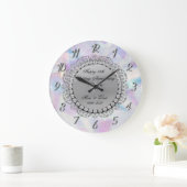 シルバー ダイヤモンド ホログラフィック 25周年結婚記念日 ラージ壁時計 (ホーム)