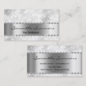 シルバー ダイヤモンド メタル エレガント カスタマイズ グリッター 名刺 (正面/裏面)