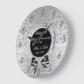 シルバー·ダイヤモン結婚ド·ボウ25周年 ラージ壁時計 (傾斜)