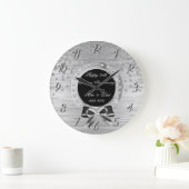 シルバー·ダイヤモン結婚ド·ボウ25周年 ラージ壁時計 (ホーム)