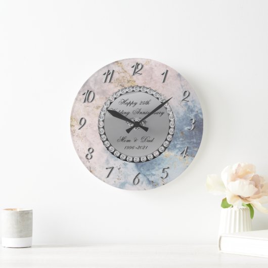 シルバー・ダイヤ結婚モンド25周年 ラージ壁時計 (ホーム)