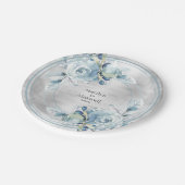 シルバー・ダスティブルー結婚・牡丹の7インチランチョン ペーパープレート (アングル)