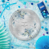 シルバー・ダスティブルー結婚・牡丹の9インチ・ディナー ペーパープレート (パーティー)