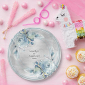 シルバー・ダスティブルー結婚・牡丹の9インチ・ディナー ペーパープレート (パーティー)