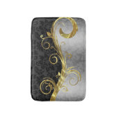 シルバー・ダマスクとブラック・ダマスク バスマット (正面縦)