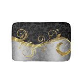シルバー・ダマスクとブラック・ダマスク バスマット (正面)