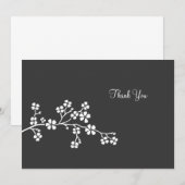 シルバー チェリー ブルーム フラット カード ありがとうメモ (正面/裏面)