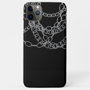シルバー チェーン ブラック ヒップホップ チェーン iPhone 11 PRO MAXケース
