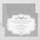 シルバー チェvron 結婚式 招待状 (正面/裏面)