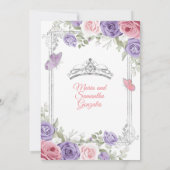 シルバー ツイン プリンセス パープル ピンクのキンセアニエラ 招待状 (裏面)