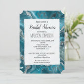 シルバー ティール ターコイズ クリスタル ブルー ブライダルシャワー 招待状 (スタンド正面)