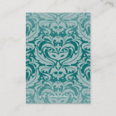 シルバー&ティール(緑がかった色)ダマスクテーブルプレイスカード名刺 プレイスカード (裏面)