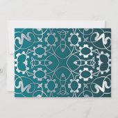 シルバー&ティール(緑がかった色)フィリグリー切り出しラグジュアリーフレーム結婚ズ セーブザデート (裏面)