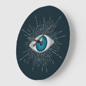 シルバー&ティール(緑がかった色)ブルーミスティックアクアエビルアイナザールマティ ラージ壁時計 (傾斜)