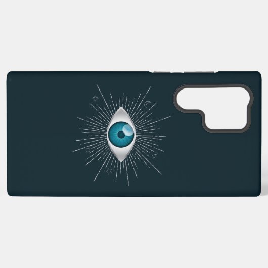 シルバー&ティール（緑がかった色）ブルーミスティックアクアエビルアイナザールマティ SAMSUNG GALAXYケース (裏面横)