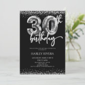 シルバー ディスコ ボール グリッター 30歳の誕生日パーティー 招待状 (スタンド正面)