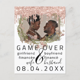 シルバー ドリップス ユニークな結婚式の招待状 白い写真 ポストカード