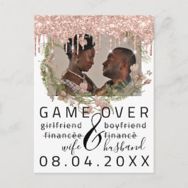 シルバー ドリップス ユニークな結婚式の招待状 白い写真 ポストカード