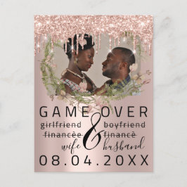 シルバー ドリップス ユニークな Save The Date 花の写真 ポストカード