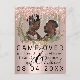 シルバー ドリップス ユニークな Save The Date 花の写真 ポストカード