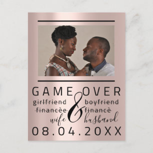 シルバー ドリップス ユニークなSave The Date カップル写真 ポストカード