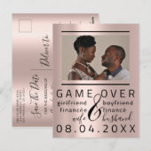 シルバー ドリップス 面白い 結婚式延期 カップル写真 ポストカード (正面/裏面)