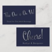 シルバー&ネイビーカジュアルドリンクチケット挿入カード エンクロージャーカード (正面/裏面)