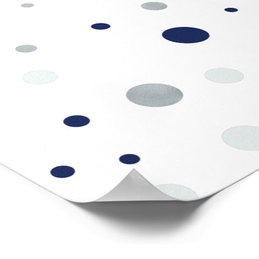 シルバー&ネイビーブルーバルーン |赤ちゃんシャワーへようこそ ポスター (角)