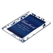 シルバー、ネイビーブルー大理石&ホワイト – ゲストブック ノートブック (左側)