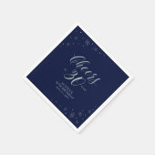 シルバー&ネイビーブルー応援30th誕生日パーティー スタンダードカクテルナプキン (角)