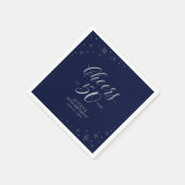 シルバー&ネイビーブルー応援50thバースデーパーティー スタンダードカクテルナプキン (角)