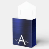 シルバー ネイビーブルー グリッター スパークル モノグラム ネーム フェイバーボックス (オープン)