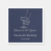 シルバー&ネイビー応援30年誕生日ナプキンス スタンダードカクテルナプキン (正面)