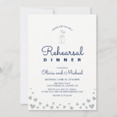 シルバー&ネイビー | ハートリハーサルディナー招待状 招待状 (正面)