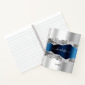 シルバー・ネイビー・ブルー・ゲート大理石名台本エレガント ノートブック (内部)