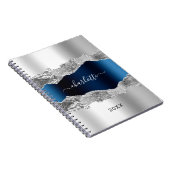 シルバー・ネイビー・ブルー・ゲート大理石名台本エレガント ノートブック (右側)