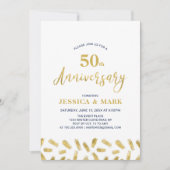 シルバー＆ネイビー | モダンな50周年結婚記念日 招待状 (正面)